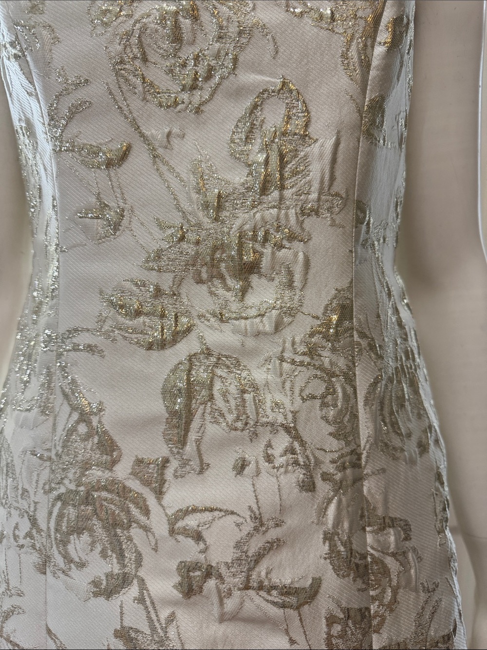 Aidan Mattox Ivory Metallic Floral Jacquard Mini Dress Size 6 - Picture 5 of 16